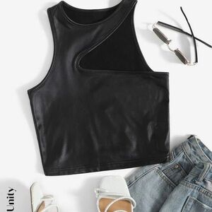 Shein Asymmetrical Faux Leather Crop Top